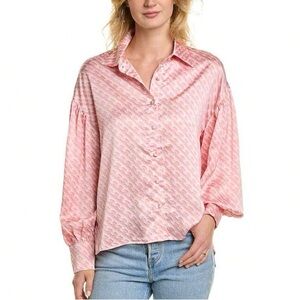 Fate Pink and White Button Down Shirt with Satin Finish